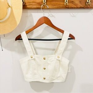 Michael Kors Women's Cream Cropped‎ Button-Front Tank Top size Small